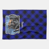 Individuelle Name Foto Frame Classic Blau & Schwar Geschirrtuch (Horizontal)