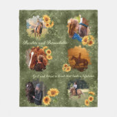 Individuelle Name Foto grün mit Sonnenblumenakzent Fleecedecke (Vorderseite)