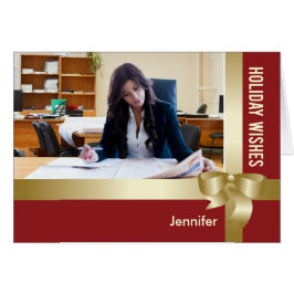 Individuelle Name & Foto Holiday Red, Gold Bow