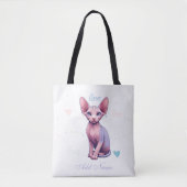 Individuelle Name Foto Niedlich Sphynx KatzenPerso Tasche (Vorderseite)