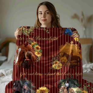 Individuelle Name Foto Pferde Haustiere Burgund ge Fleecedecke
