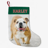 Individuelle Name Foto Retro Typografie Grün Rot Kleiner Weihnachtsstrumpf (Vorderseite)