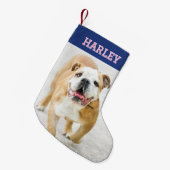 Individuelle Name Foto Retro Typografie Navy Pink Kleiner Weihnachtsstrumpf (Vorderansicht (hängend))