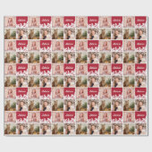 Individuelle Name & Fotolage Rotes Weißes Schneefl Geschenkpapier (Flach)