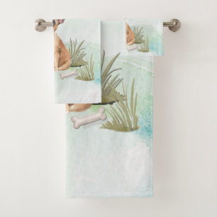 Individuelle Name Französischer Bulldogge Badhandtuch Set