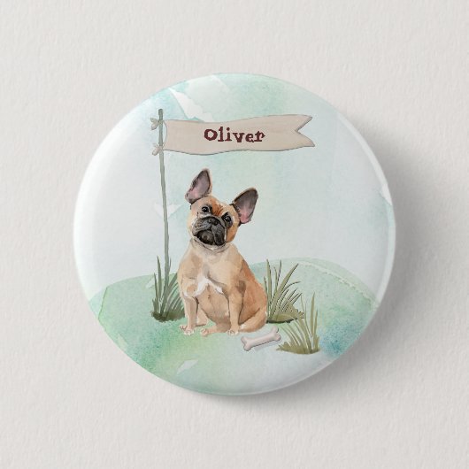 Individuelle Name Französischer Bulldogge Button (Vorderseite)