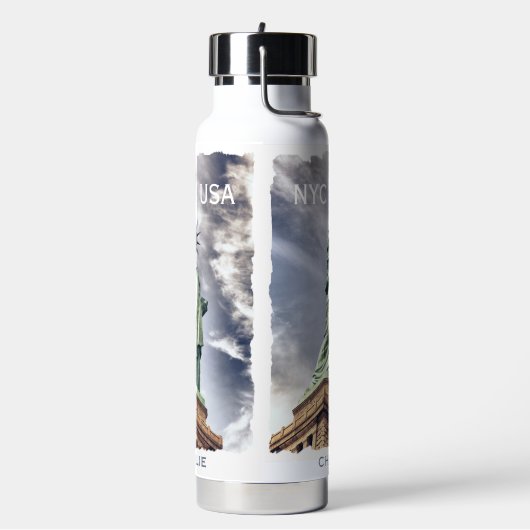 Individuelle Name-Freiheitsstatue Trinkflasche (Links)