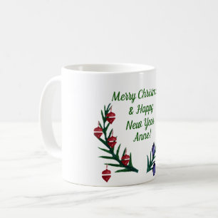 Individuelle Name Frohe Weihnachten und Glück Neue Kaffeetasse