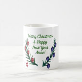 Individuelle Name Frohe Weihnachten und Glück Neue Kaffeetasse (Mittel)