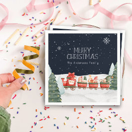 Individuelle Name Frohe Weihnachts-Winterschneegno Serviette