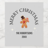 Individuelle Name Frohe Weihnachtsgingerbäckerin M Weinetikett (Einzelnes Label)