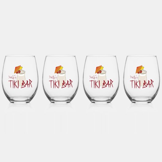 Individuelle Name Frozen Drink Tiki Bar Weinglas Ohne Stiel (Vorderseite)