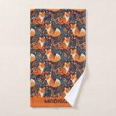 Individuelle Name-Füchse und Blattmuster Badhandtuch Set (Handtuch)