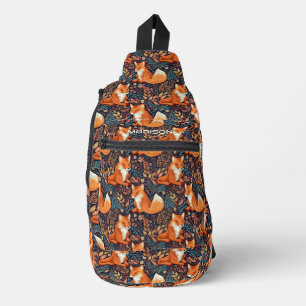 Individuelle Name-Füchse und Blattmuster Crossbody Bag
