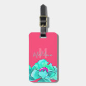 Individuelle Name Fuchsia & Aquamarine Mohnblume B Gepäckanhänger (Vorderseite vertikal)