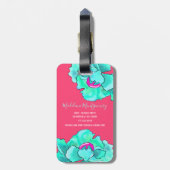 Individuelle Name Fuchsia & Aquamarine Mohnblume B Gepäckanhänger (Rückseite vertikal)