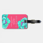 Individuelle Name Fuchsia & Aquamarine Mohnblume B Gepäckanhänger (Rückseite horizontal)