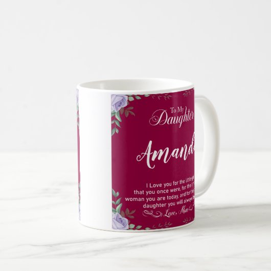 Individuelle Name Fuchsia-Nachricht für Tochter au Kaffeetasse (VorderseiteRechts)