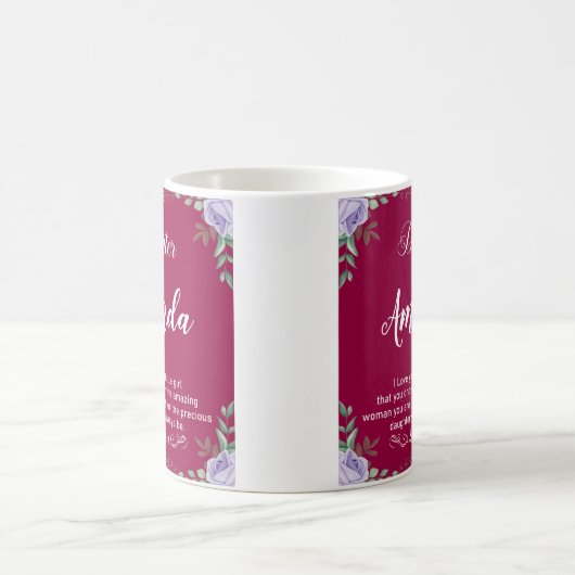 Individuelle Name Fuchsia-Nachricht für Tochter au Kaffeetasse (Mittel)