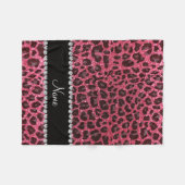 Individuelle Name Fuchsia Rosa Glitzer Leopard Fleecedecke (Vorderseite (Horizontal))