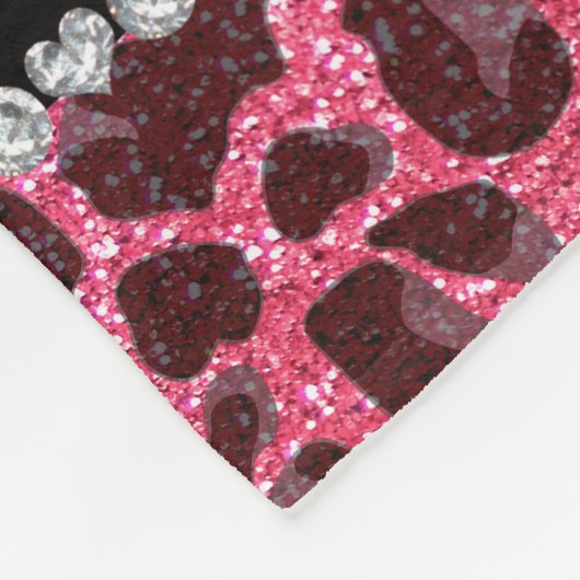 Individuelle Name Fuchsia Rosa Glitzer Leopard Fleecedecke (Ecke)