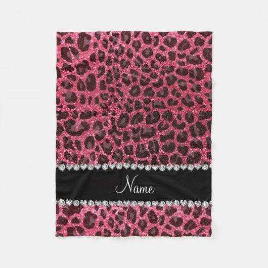 Individuelle Name Fuchsia Rosa Glitzer Leopard Fleecedecke (Vorderseite)