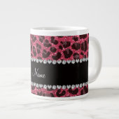 Individuelle Name Fuchsia Rosa Glitzer Leopard Jumbo-Tasse (Vorderseite Rechts)