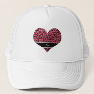 Individuelle Name Fuchsia Rosa Glitzer Leopard Truckerkappe