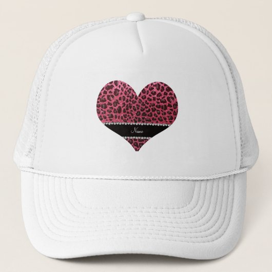 Individuelle Name Fuchsia Rosa Glitzer Leopard Truckerkappe (Vorderseite)