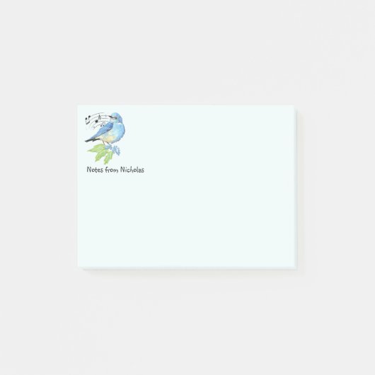 Individuelle Name Fun Bluebird Bird Nature Art Post-it Klebezettel (Vorderseite)