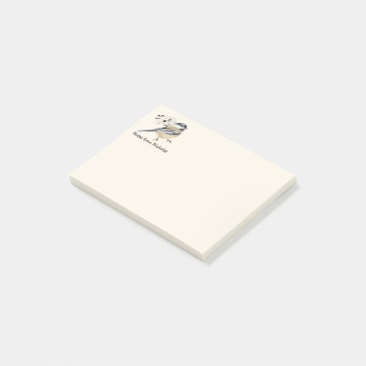 Individuelle Name Fun Chickadee Bird Kunst, Dichtu Post-it Klebezettel (angewinkelt)