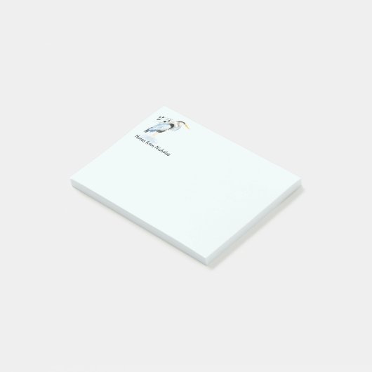 Individuelle Name Fun Great Blue Heron Bird Art Post-it Klebezettel (angewinkelt)