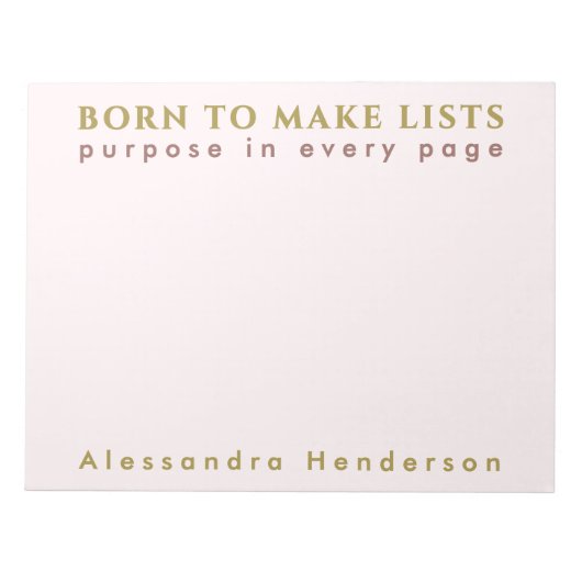 Individuelle Name Fun List Lover Minimalistisch Pa Notizblock (Vorderseite)