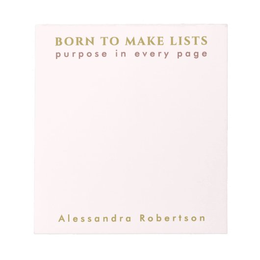 Individuelle Name Fun List Lover Pastellrosa Minim Notizblock (Vorderseite)