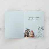 Individuelle Name Fun Raccoon Geburtstagskuchen Karte (Innenseite)