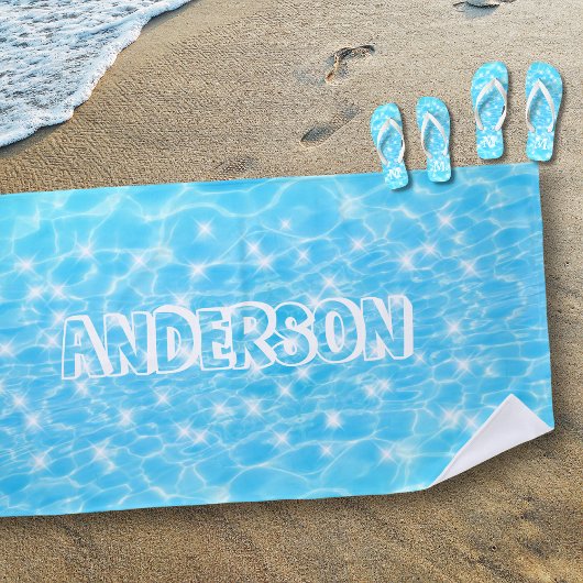 Individuelle Name funkeln Blue Water Textures Cool Strandtuch