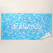 Individuelle Name funkeln Blue Water Textures Cool Strandtuch (Vorderseite)