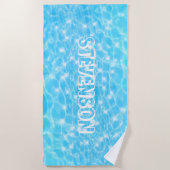 Individuelle Name funkeln Blue Water Textures Cool Strandtuch (Vorderseite)