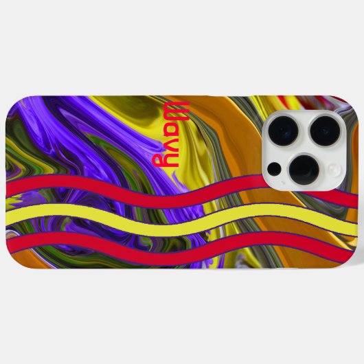 Individuelle Name Funky Liquid Wave Red Yellow Str Case-Mate iPhone Hülle (Rückseite (Horizontal))