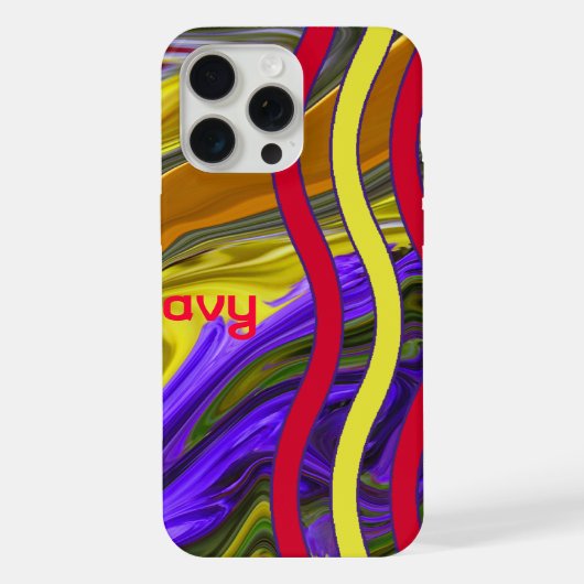 Individuelle Name Funky Liquid Wave Red Yellow Str iPhone Hülle (Rückseite)