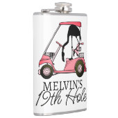 Individuelle Name Funny 19. Loch Golf Thema Flamin Flachmann (Rechts)