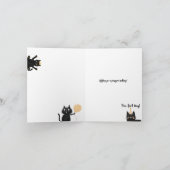 Individuelle Name Funny Black Cat Happy Birthday C Einladung (Innenseite)