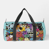Individuelle Name Funny Cats Illustration Duffle Bag (Rückseite)