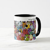 Individuelle Name Funny Cats Illustration Tasse (VorderseiteRechts)