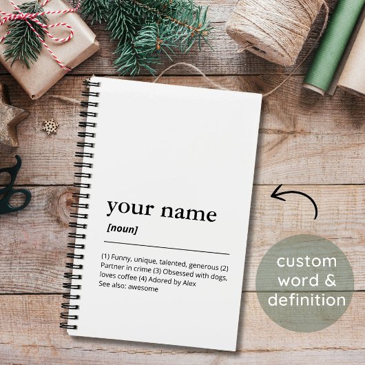 Individuelle Name Funny Dictionary Definition Mode Notizblock