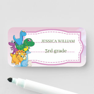 Individuelle Name Funny Dinosaur, Blätter 3. Klass Namensschild