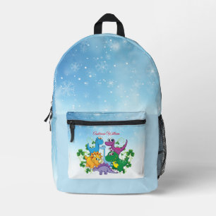 Individuelle Name Funny Dinosaur, Blätter 4. Klass Bedruckter Rucksack