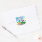 Individuelle Name Funny Dinosaur, Blätter 4. Klass Quadratischer Aufkleber (Umschlag)