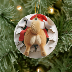 Individuelle Name Funny Dog Breaking in 2-seitigen Keramik Ornament
