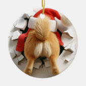 Individuelle Name Funny Dog Breaking in 2-seitigen Keramik Ornament (Vorne)